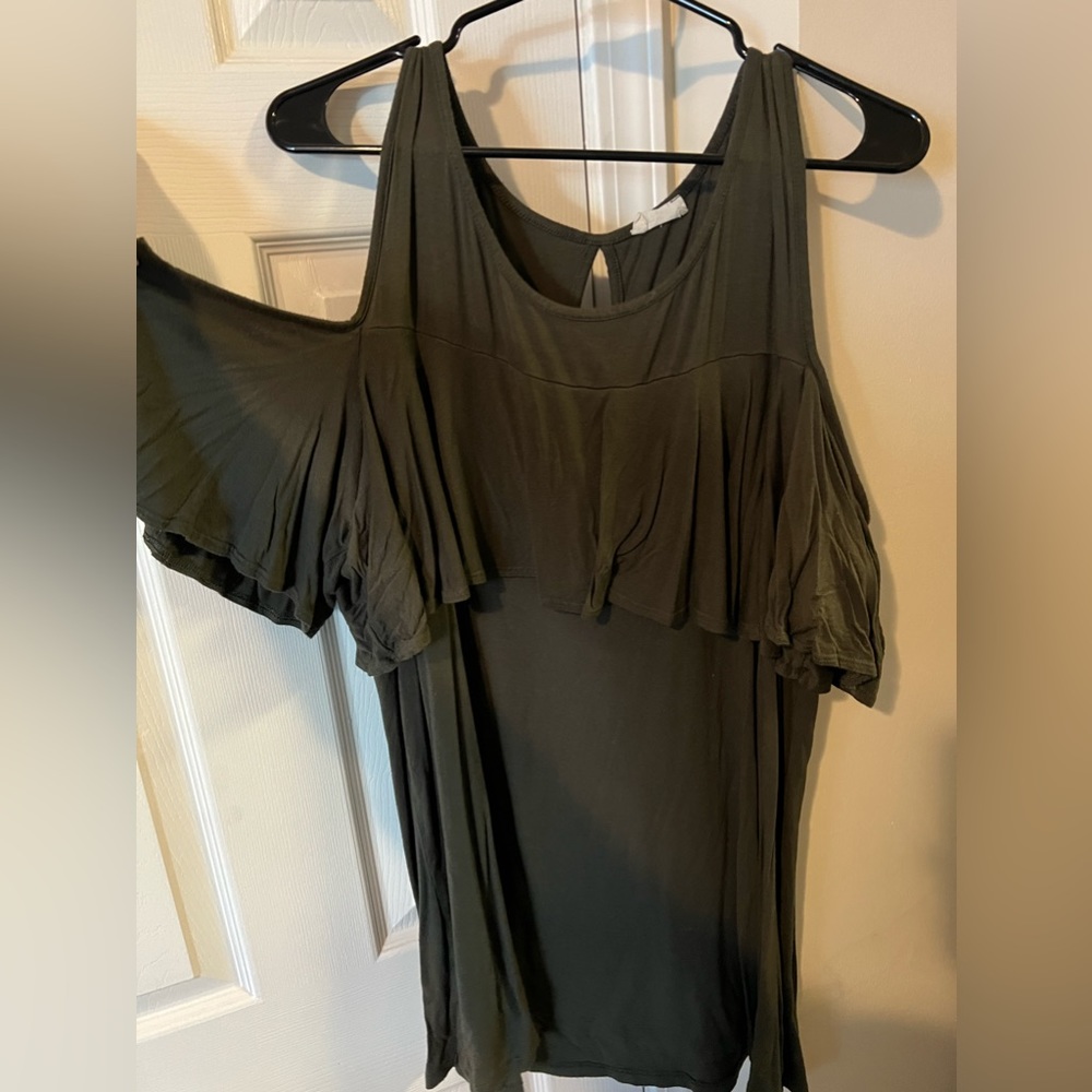 Olive Green Cold Shoulder Top